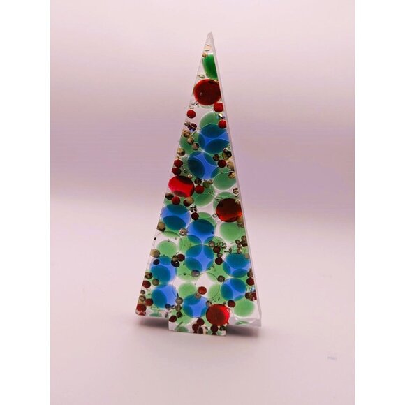Unique Christmas Tree Filled with Colorful Balls Handmade with Resin NEW - Picture 5 of 8